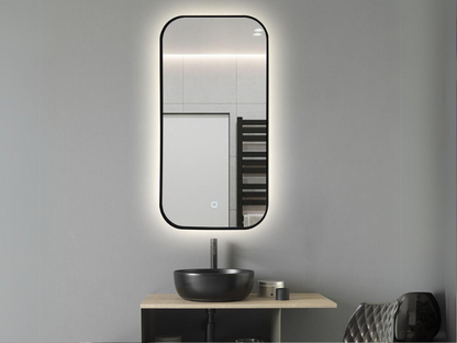 LED Badkamerspiegel Denver - Spiegelverwarming - Mat zwart 50x100cm