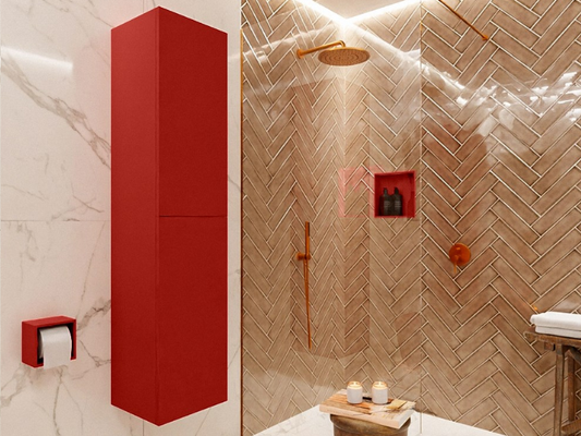 MONDIAZ BEAM Kolomkast Badmeubel 160cm - Fire (Rood) met 2 Push-to-Open Deuren