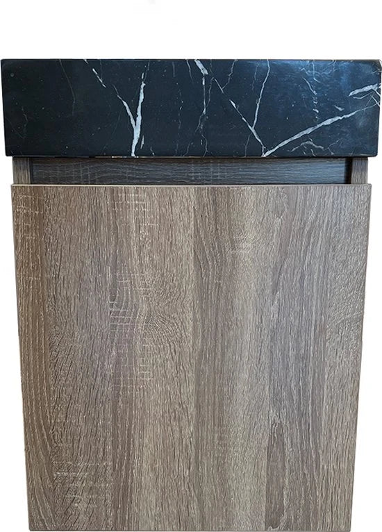 Onderkast met fontein (zonder kraangat) - Oxfort Bruin eiken, Zwart - 22x40x55cm