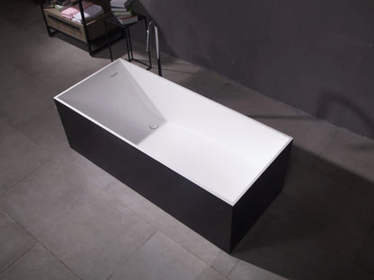 Vrijstaand bad - Solid surface - Keaton Mat wit, Mat zwart - 171x73x55cm