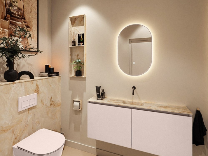 MONDIAZ Luna LED Badkamerspiegel - Bewegingssensor - 45x90cm Ovaal Rosee