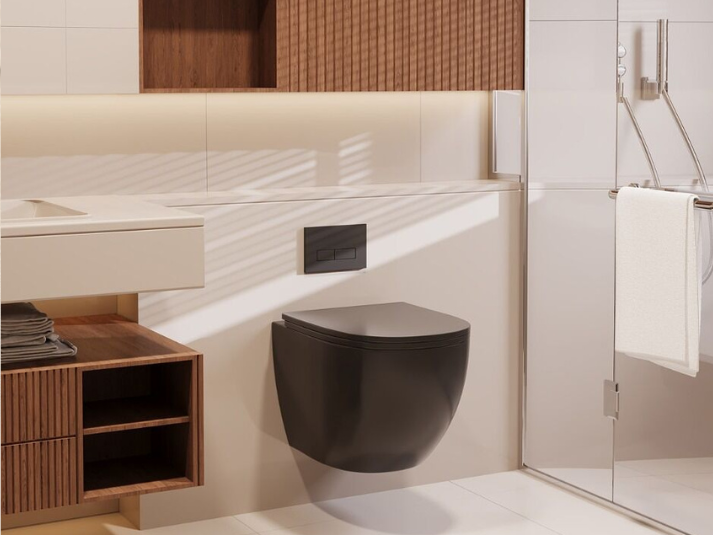 Toiletpot Randloos - Itsie Mat Zwart - Softclose Zitting