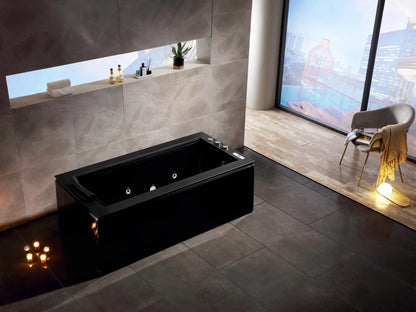 Vrijstaand massagebad - Mat zwart top - Nebo Glans Zwart - 183x93x62cm