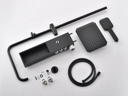 Thermostatisch opbouw regendoucheset - Anto Chroom, Mat zwart