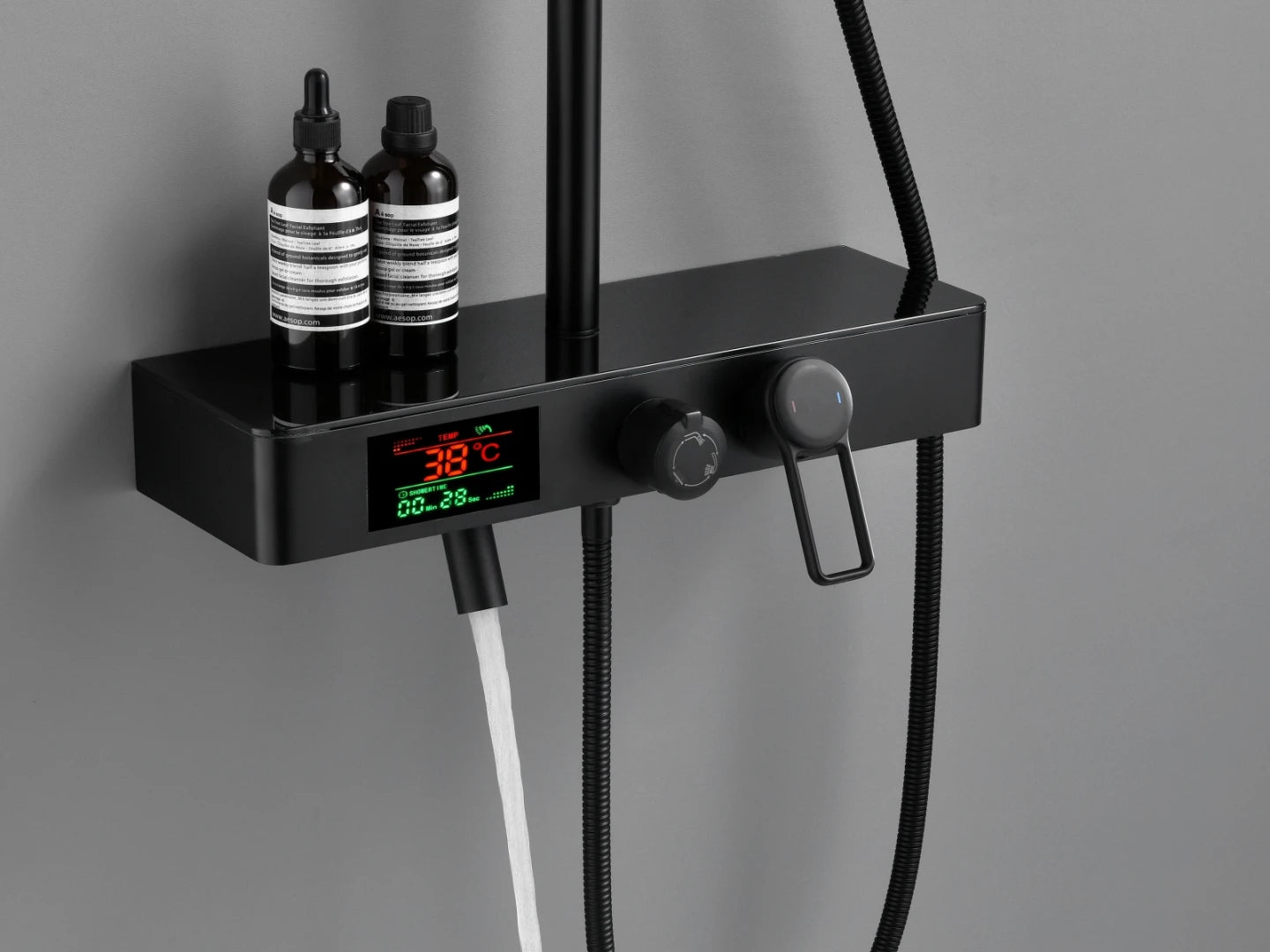 Opbouw regendoucheset - Digitaal display - Mantua Mat zwart