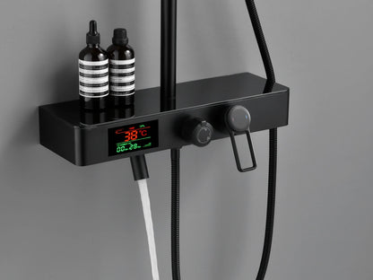Opbouw regendoucheset - Digitaal display - Mantua Mat zwart