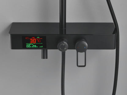 Opbouw regendoucheset - Digitaal display - Mantua Mat zwart