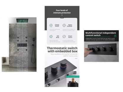 Thermostatische Inbouw regendoucheset - Boxer Mat zwart