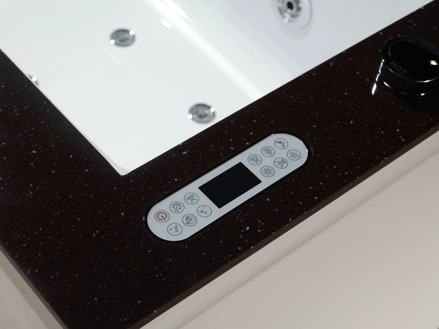 Vrijstaand massagebad - Corian top - Nebo Glans wit - 183x93x62cm