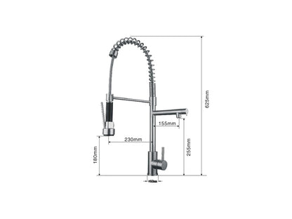 Semi-professional keukenkraan - Flexibele uitloop - Cocos Geborsteld RVS - 63cm