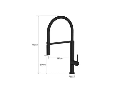 Keukenkraan - Uitneembare uitloop - Bromus Mat zwart - 47cm