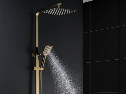 Thermostatisch opbouw regendoucheset - Cormor Geborsteld goud