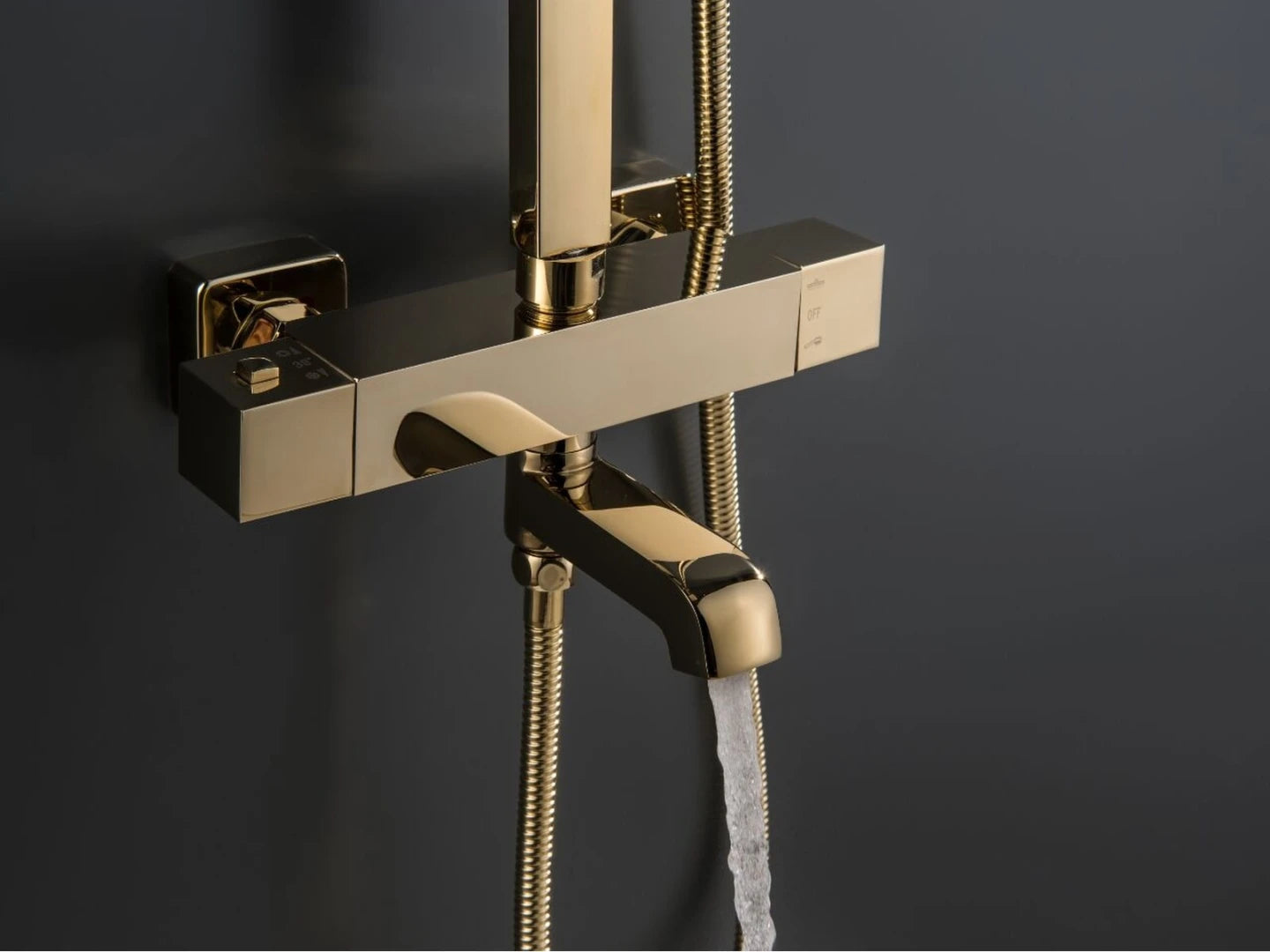 Thermostatisch opbouw regendoucheset - Cormor Geborsteld goud