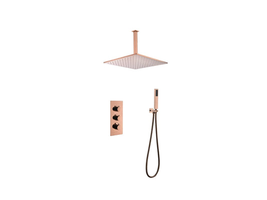 Thermostatische inbouw regendoucheset - Hake Rose goud