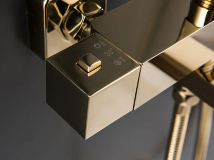 Thermostatisch opbouw regendoucheset - Cormor Geborsteld goud
