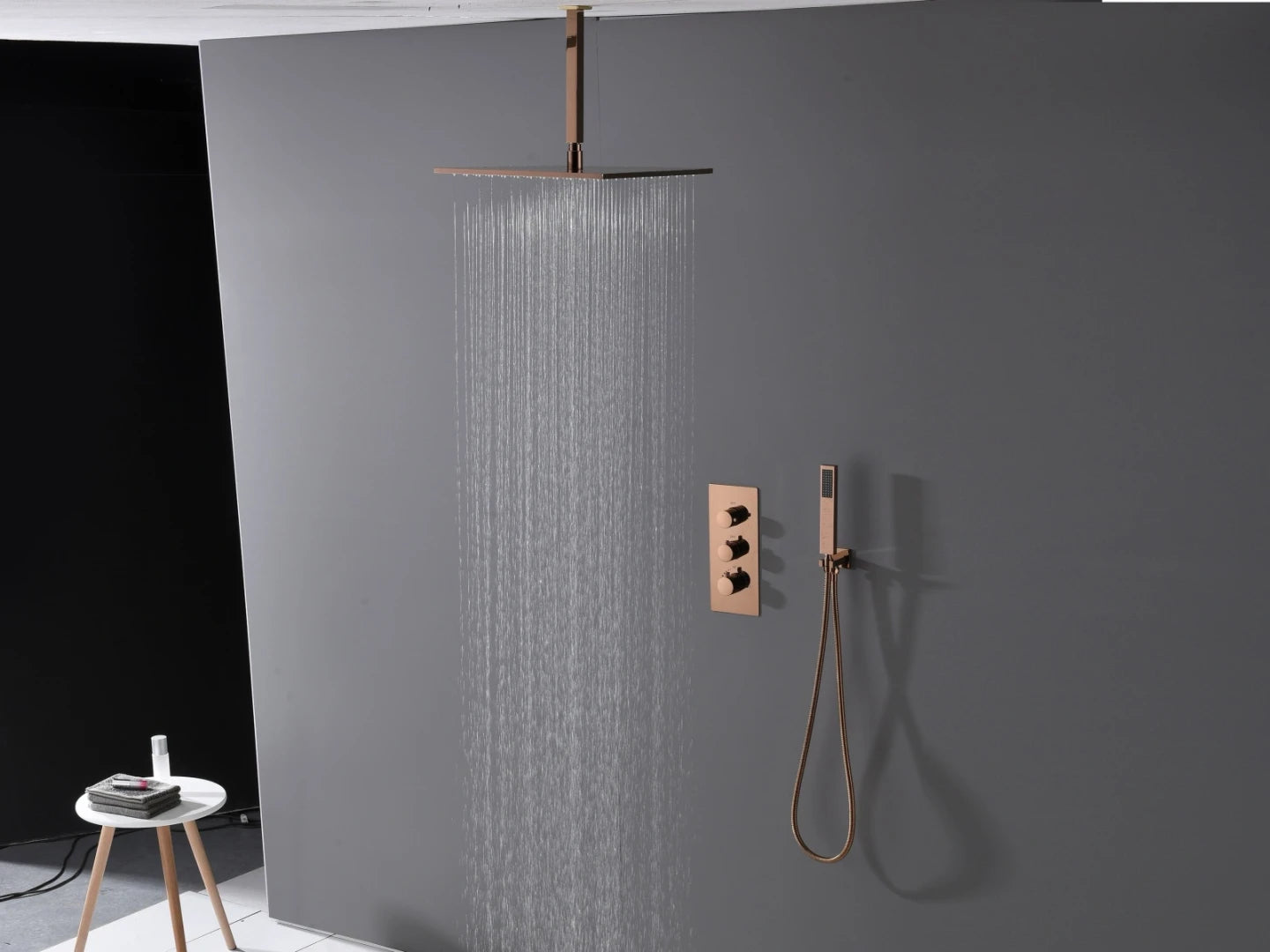 Thermostatische inbouw regendoucheset - Hake Rose goud
