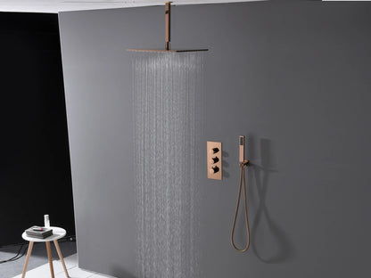 Thermostatische inbouw regendoucheset - Hake Rose goud