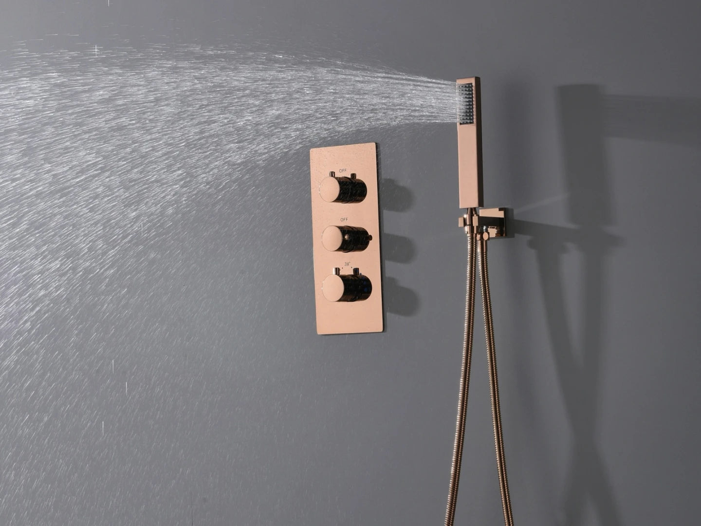 Thermostatische inbouw regendoucheset - Hake Rose goud