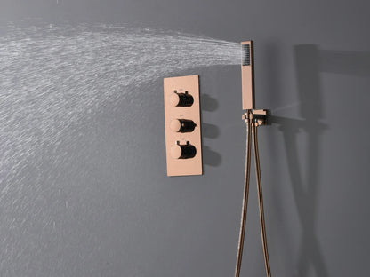 Thermostatische inbouw regendoucheset - Hake Rose goud