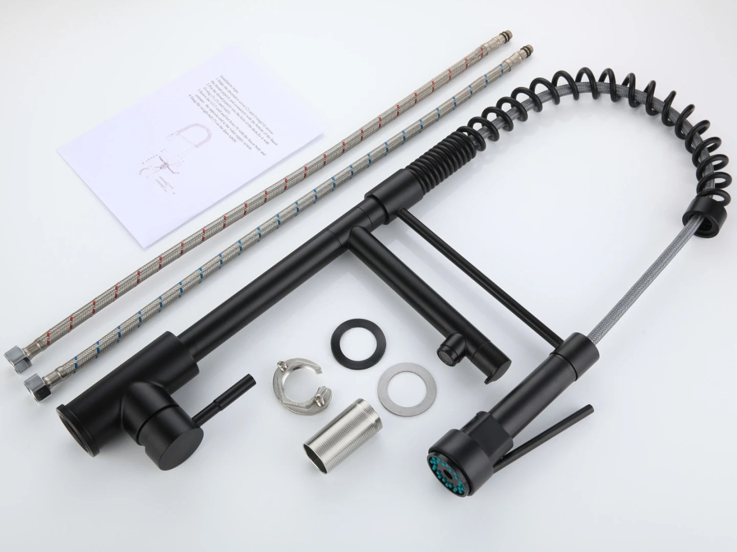 Semi-professional keukenkraan - Flexibele uitloop - Cocos Mat zwart - 63cm
