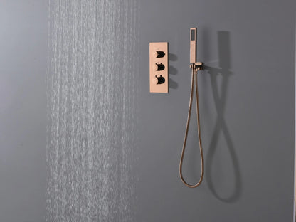 Thermostatische inbouw regendoucheset - Hake Rose goud