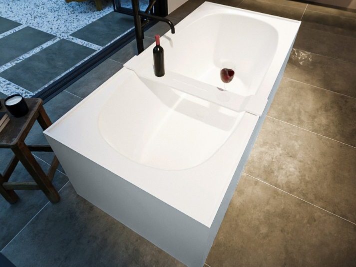 MONDIAZ FREEZE Vrijstaand Bad 180x85cm - Clay (Lichtgrijs) / Talc (Wit)