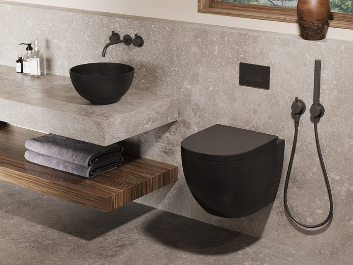 Toiletpot Randloos - Itsie Mat Zwart - Softclose Zitting