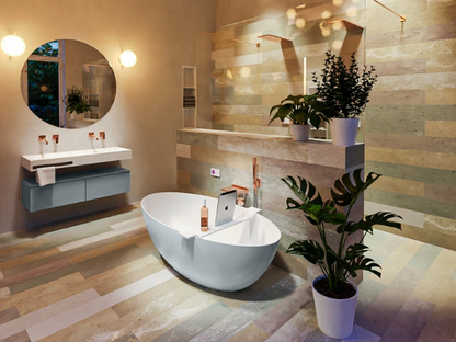 MONDIAZ FLOAT vrijstaand bad 170x80cm kleur Clay (Lichtgrijs) / Talc (Wit)