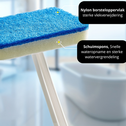 HomeEase® Verstelbare Badkamerborstel - 90° Draaibare kop - Afneembare spons - Schrobben van badkuip, tegels, glas en vloeren
