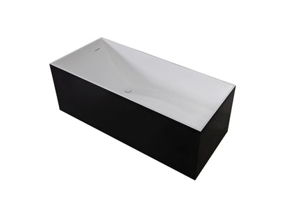 Vrijstaand bad - Solid surface - Keaton Mat wit, Mat zwart - 171x73x55cm