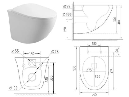 Hangend rimless toilet - Nevada Glans wit - 54x36x36cm