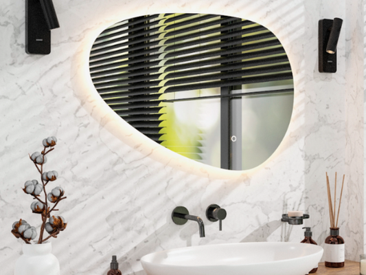 Asymo LED Badkamerspiegel - 120x75cm Organish - Frameloos - Anti-condens - Drie dimbare lichtstanden