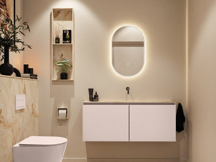 MONDIAZ Luna LED Badkamerspiegel - Bewegingssensor - 45x90cm Ovaal Rosee