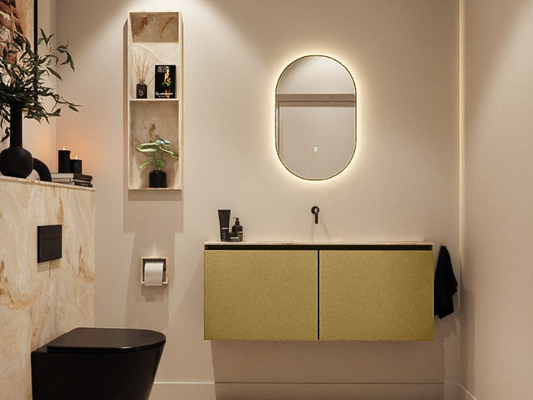 MONDIAZ Luna LED Badkamerspiegel - Bewegingssensor - 45x90cm Ovaal (Oro) Goud