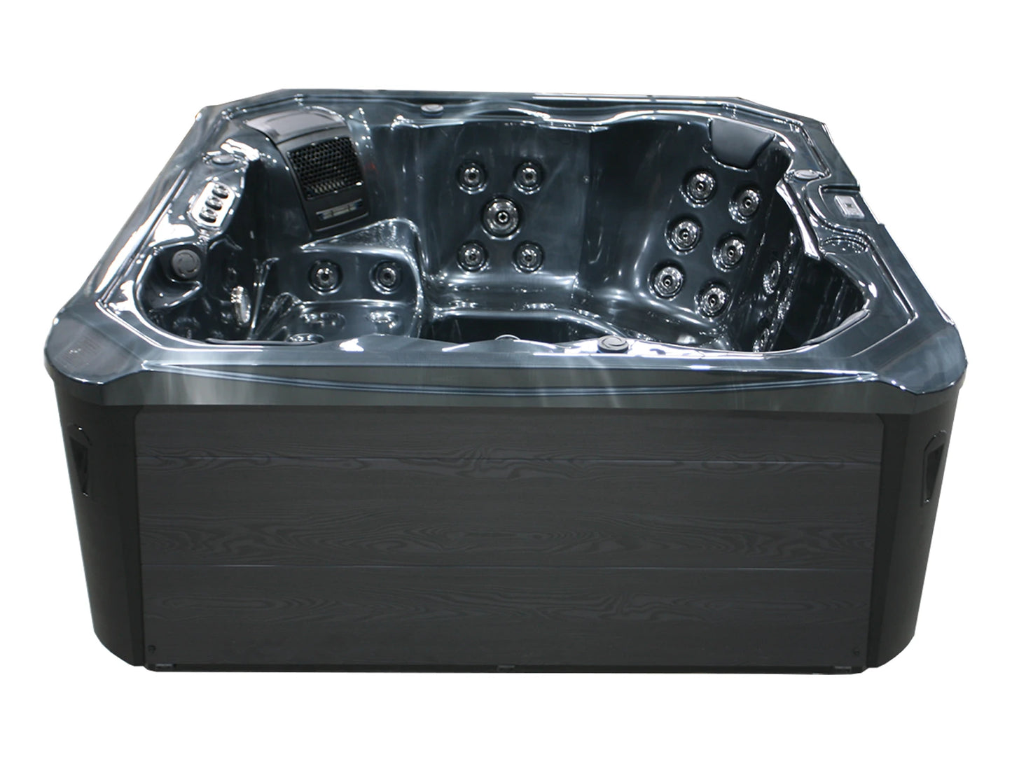 6 persoons buitenspa - Venezia Zwart met grijze ombouw - 215x215x88cm