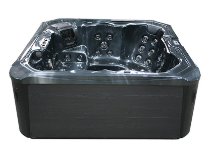 6 persoons buitenspa - Venezia Zwart met grijze ombouw - 215x215x88cm