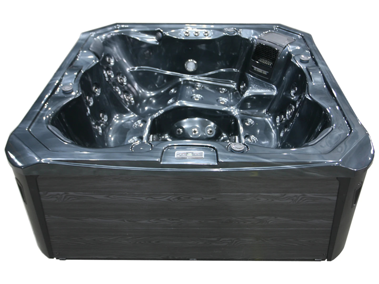 6 persoons buitenspa - Venezia Zwart met grijze ombouw - 215x215x88cm