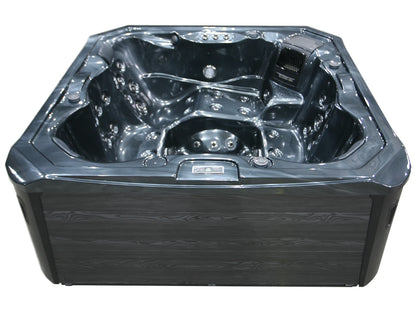 6 persoons buitenspa - Venezia Zwart met grijze ombouw - 215x215x88cm