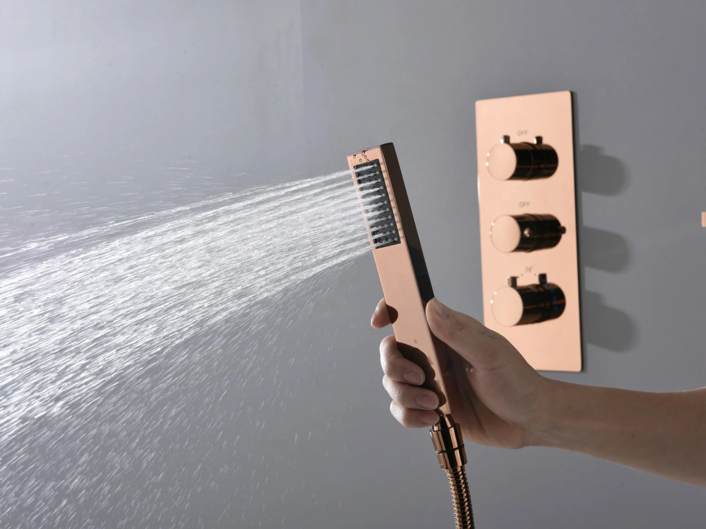 Thermostatische inbouw regendoucheset - Hake Rose goud