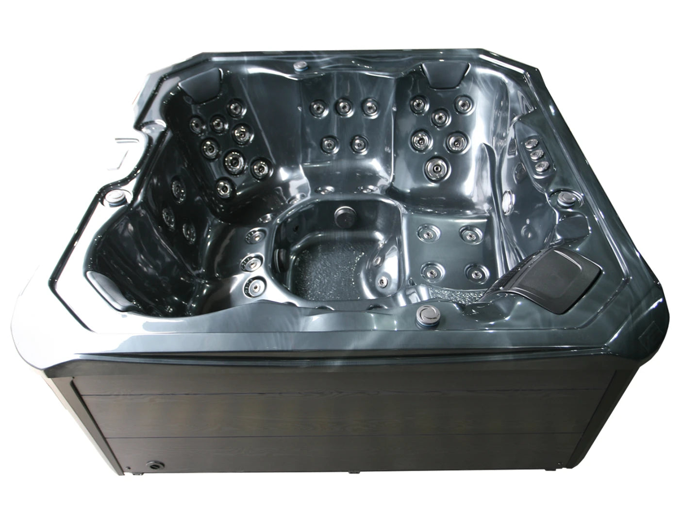 6 persoons buitenspa - Venezia Zwart met grijze ombouw - 215x215x88cm