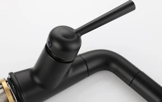 In hoogte verstelbare wastafelkraan - Miko Mat zwart - 20cm