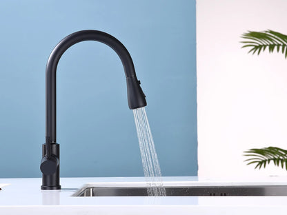 Keukenkraan met touch control - Uittrekbare uitloop - Briza Mat zwart - 43cm