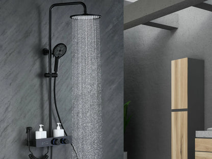 Thermostatisch opbouw regendoucheset - Digitaal display - Mengto Mat zwart