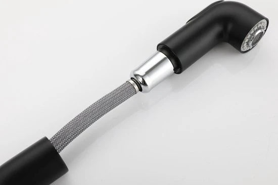 In hoogte verstelbare wastafelkraan - Miko Mat zwart - 20cm