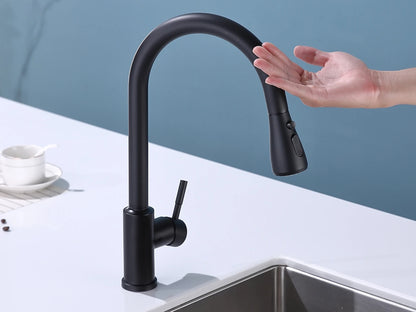 Keukenkraan met touch control - Uittrekbare uitloop - Briza Mat zwart - 43cm