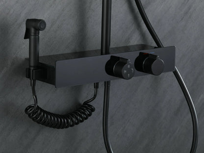 Thermostatisch opbouw regendoucheset - Digitaal display - Mengto Mat zwart