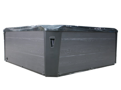 6 persoons buitenspa - Venezia Zwart met grijze ombouw - 215x215x88cm