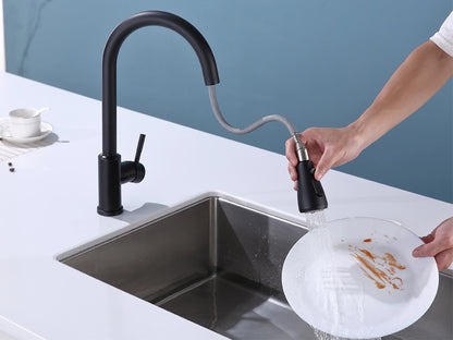 Keukenkraan met touch control - Uittrekbare uitloop - Briza Mat zwart - 43cm