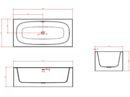 MONDIAZ FREEZE Vrijstaand Bad 180x85cm - Clay (Lichtgrijs) / Talc (Wit)