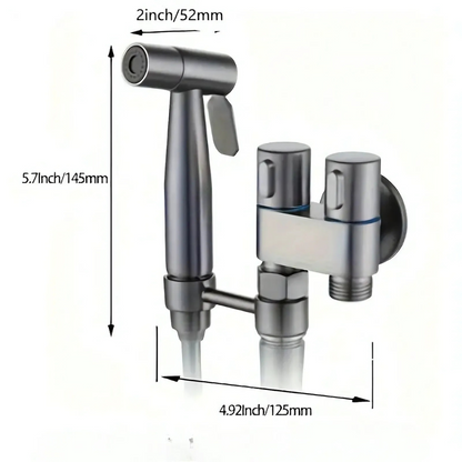 HomeEase® Bidet Sproeier Set met 2m Verlengslang, Dubbele Bediening & Universele Schroefdraad